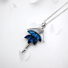 

New Fashion Trendy Popular Lovely Figure Dancing Ballerina Girl Set with Deep Blue Crystal Skirt pendant Necklace, Item: LN0365
