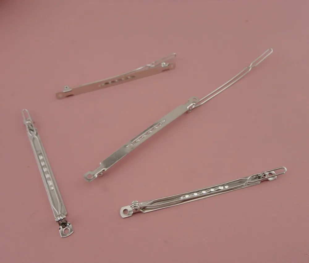 

20PCS Silver Finish 8.0cm 3.15" base frog metal snap bar Barrettes hairpins for DIY Hair bow accessories lead free,nickle free