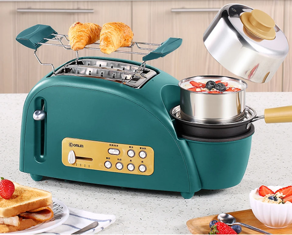 LSTACHi 2 Slices Toaster Bread Maker 5 Baking Stall Multifunction Breakfast Machine 2 Safety Protection/Thawing/Reheat Function