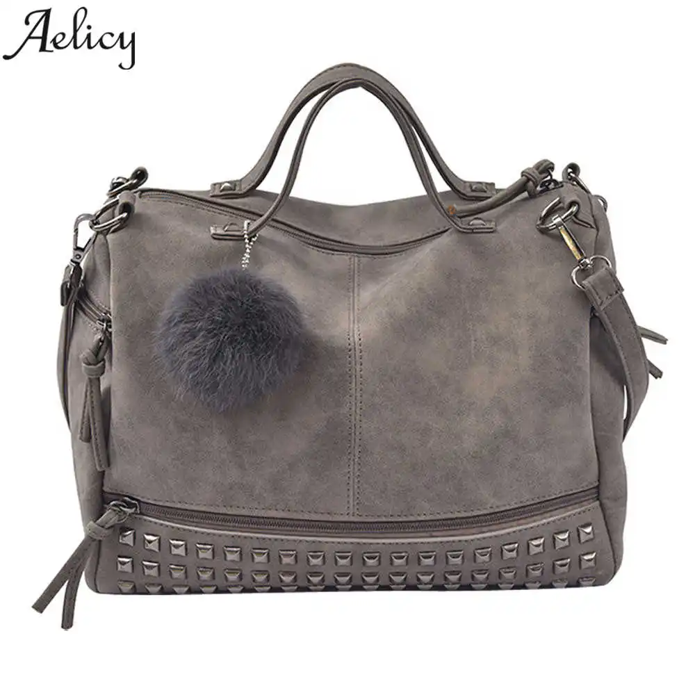 Aelicy أعلى-حقائب بيد خمر Nubuck الجلود الإناث برشام أكبر النساء أكياس الشعر الكرة حقيبة كتف دراجة نارية حقيبة ساعي Aelicy أعلى-حقائب بيد خمر Nubuck الجلود الإناث برشام أكبر النساء أكياس الشعر الكرة حقيبة كتف دراجة نارية حقيبة ساعي