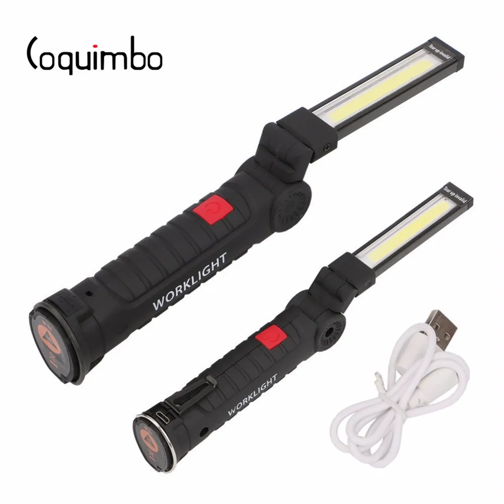 

Coquimbo COB LED Rechargeable Working Lamp Foldable Magnetic Flashlight 3 Modes Built In Battery USB Hook Tactical Camping Lamp