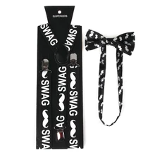 HUOBAO мужские/женские подтяжки для одежды, комплект с галстуком-бабочкой, эластичные y-образные регулируемые красные клетчатые подтяжки с принтом, комплект с галстуком-бабочкой