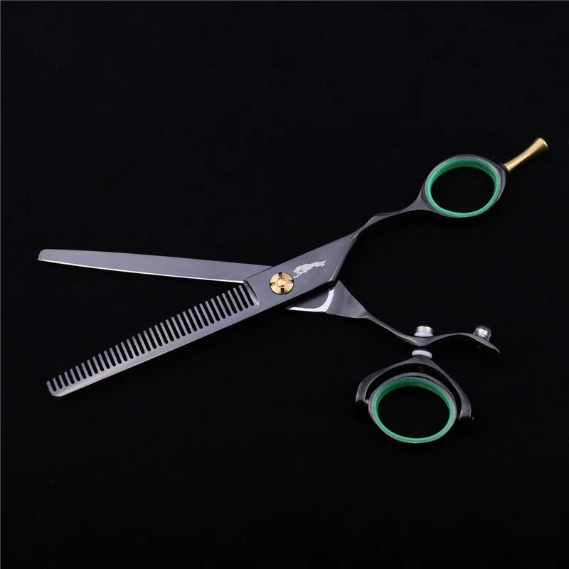 Corte de Cabelo Salão de Beleza Tesouras de Vôo Tesoura para Barbeiro Polegada Preto Desbaste 360 Graus Gire Giratório Tesoura Conjunto Cabeleireiro 6.0 - 4 Tesouras de cabelo