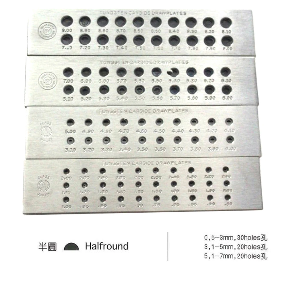 Half Round Tungsten Carbide Drawplates Jewelers Draw plate for Jewelry