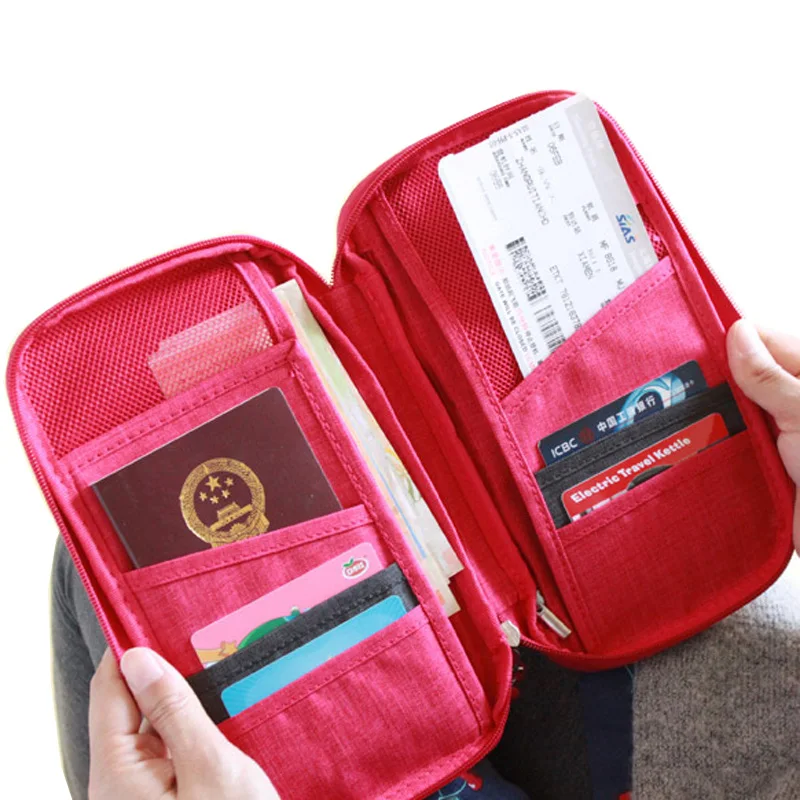 Multicolor Women Men Travel Zipper Wallet Fabric Passport Case Cover Wallet Purse Organizer Bag ...