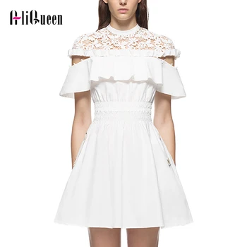 

High-end Self Portrait Women Dress 2019 Runway Summer Dress Brand Desginer Short Cloak Sleeves Lace White Mini Dress Vestidos