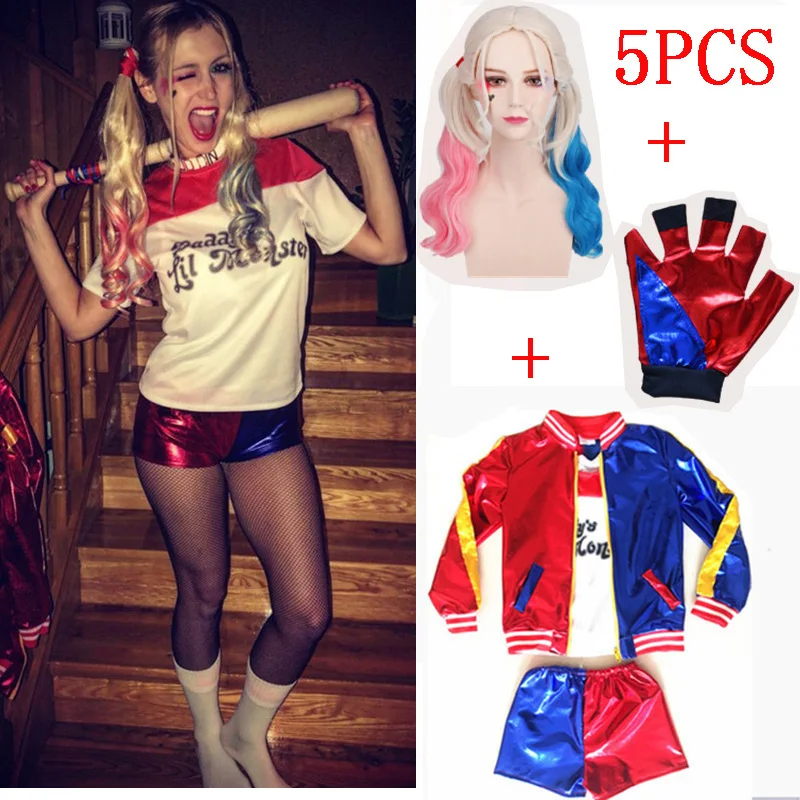 Hot Girls Kids Harley Quinn Costume Cosplay Movie Suicide Squad Team Halloween Purim Jacket Sets Christmas Girl Kids Gifts Aliexpress