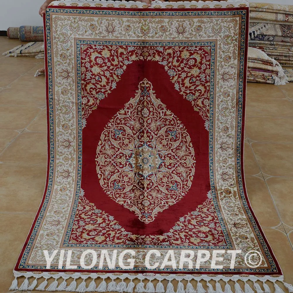 Yilong 4 X6 Traditional Tabriz Carpet Red Vantage Turkish Central Yilong 4 X6 Traditional Tabriz Carpet