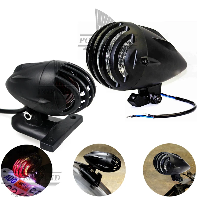 4.5"Invader Torpedo Headlight +Tailight Black Old School Bullet