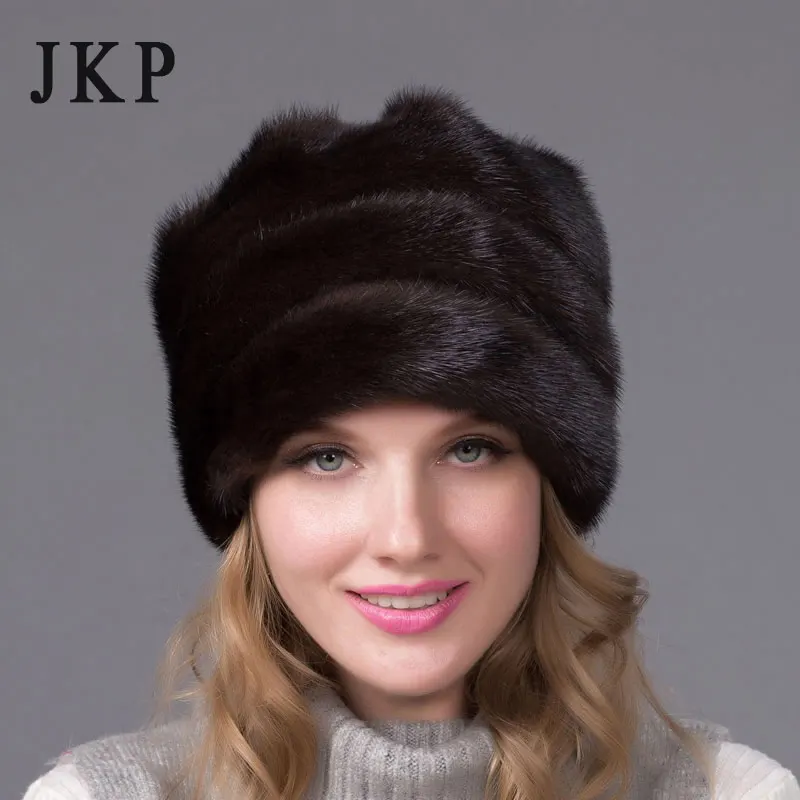 JKP женская шапка из натурального меха норки, зимняя меховая шапка с цветами, Новое поступление, качественная разноцветная Женская Роскошная меховая шапка DHY-47