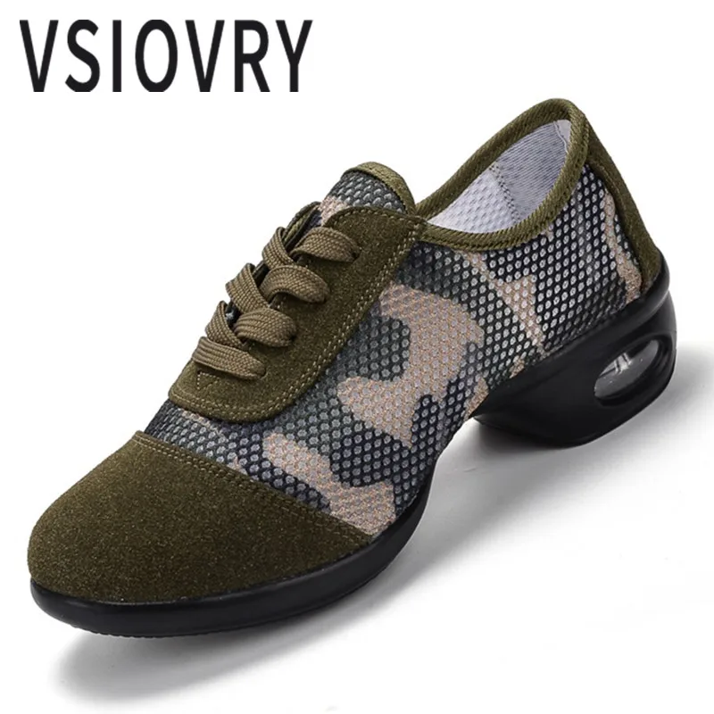 

VSIOVRY 2018 New Camouflage Military Soft Woman Dance Shoes Breathable Mordern Dancing Sneakers Ballroom Jazz Dance Shoes Gym