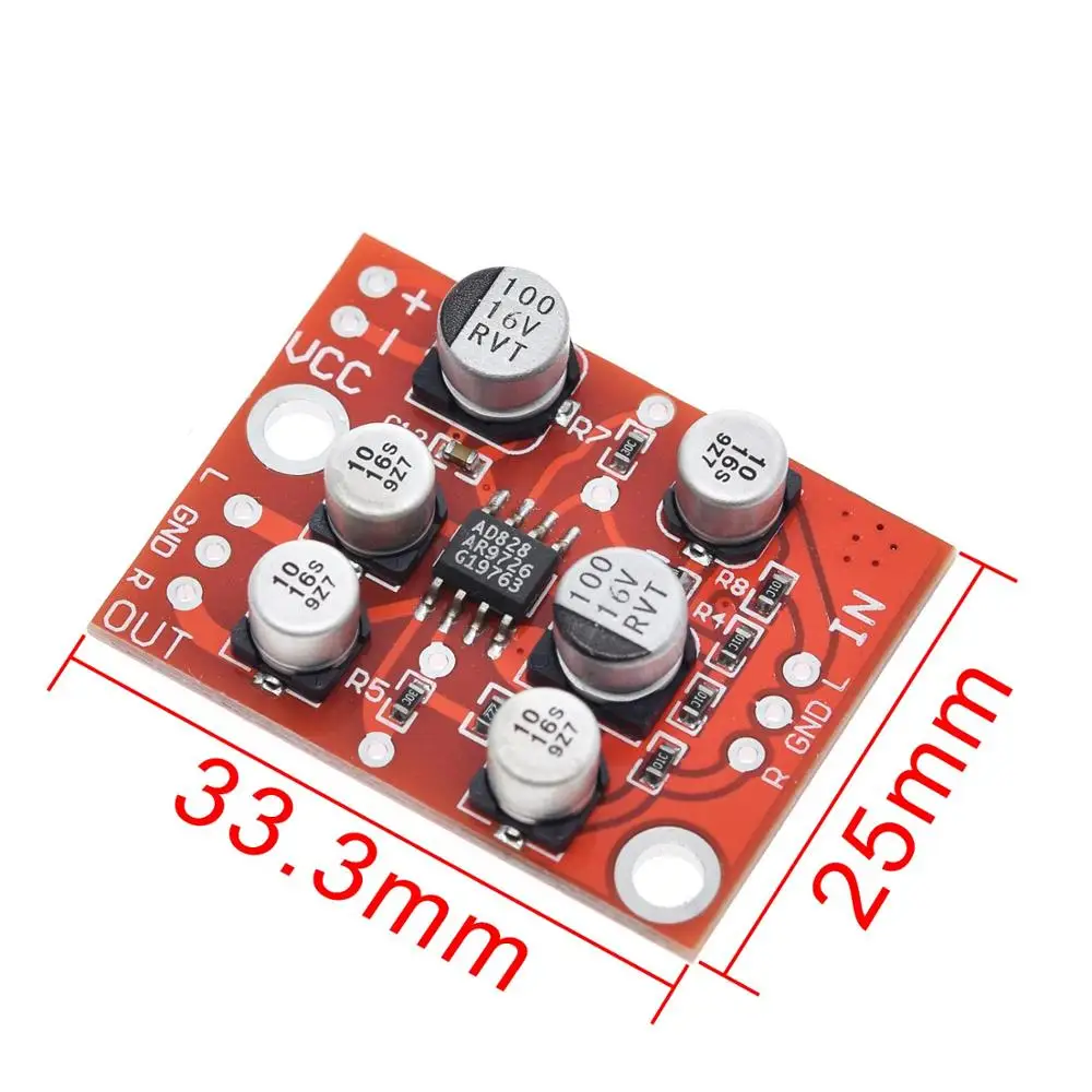 Шэньян 1 шт. DC 5V 15V 12V AD828 Стерео предусилитель Мощность усилитель плата усилителя