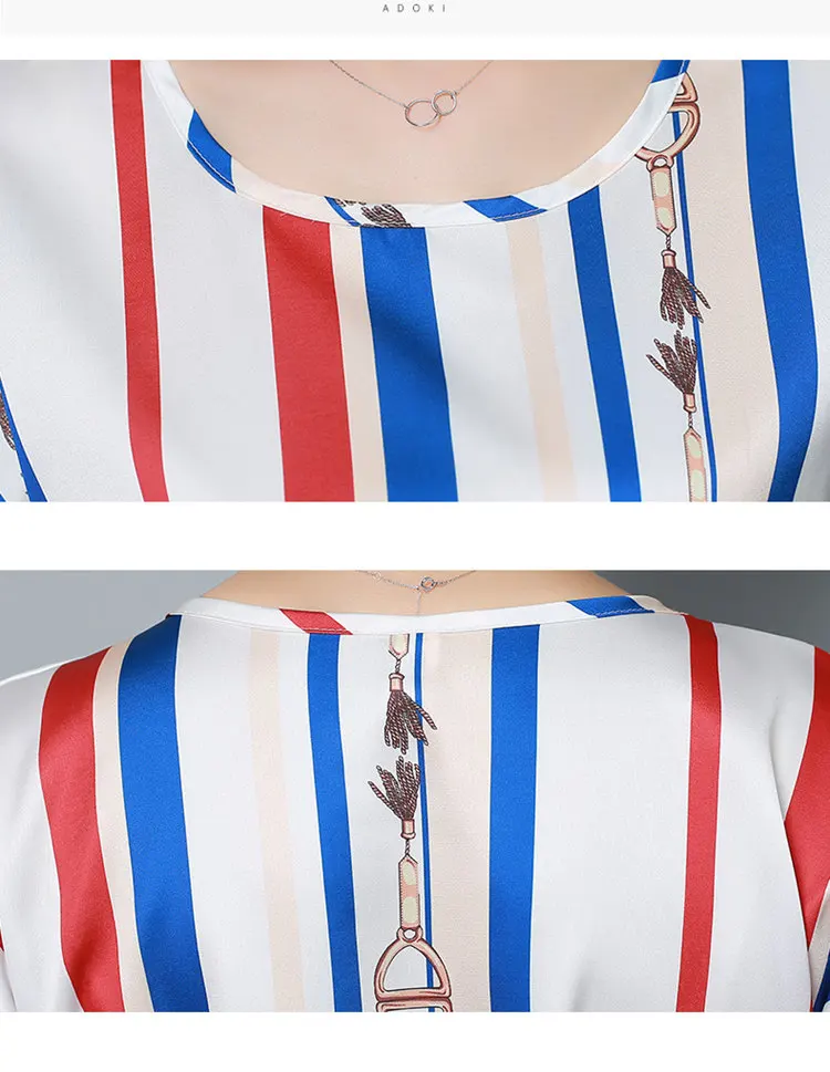 Striped Blusas Femme 2018 Ladies O-Neck Tops Female Batwing Sleeve Shirt Women Blouses Mujer Ete Chiffon Blouse Plus Size M-4XL (11)