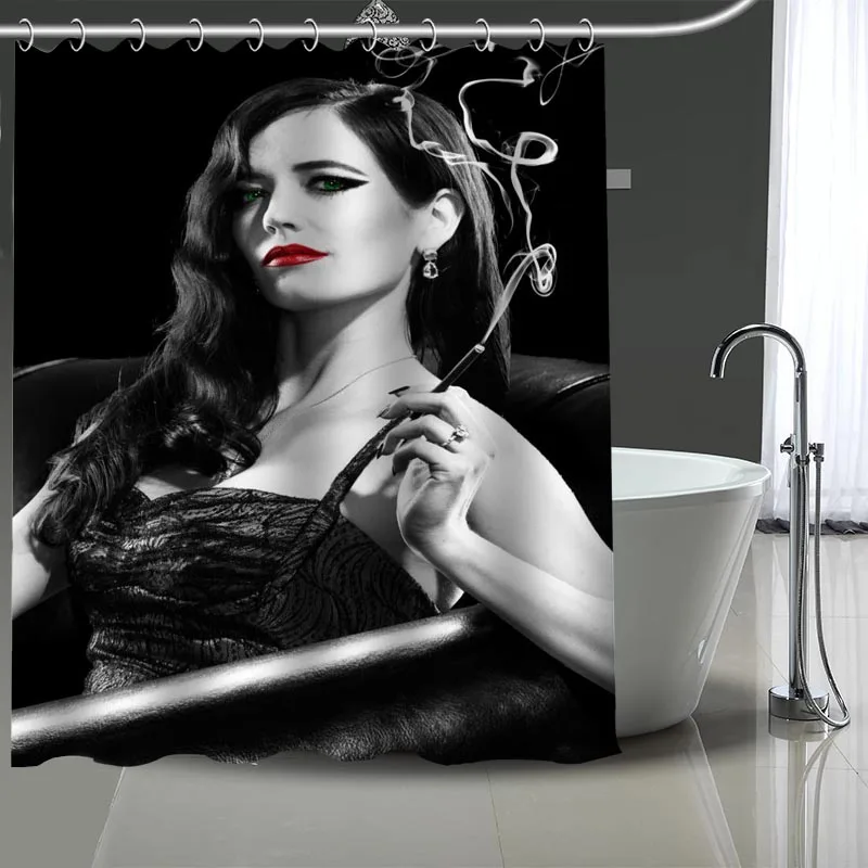 Eva Green Shower Curtain Bathroom Eco friendly Modern Fabric polyester With hook More Size