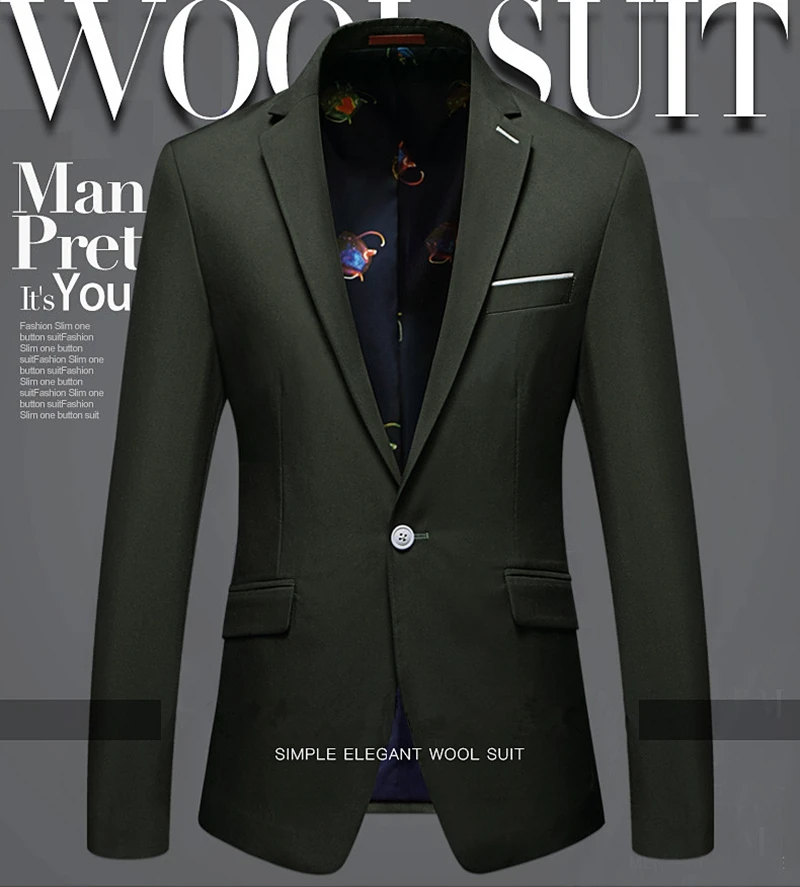  One Button Blazers Men Suits Luxury Solid Color Slim Fit Male Blazers Suits Wedding Jacket Coat Plus Size M-4XL (26)