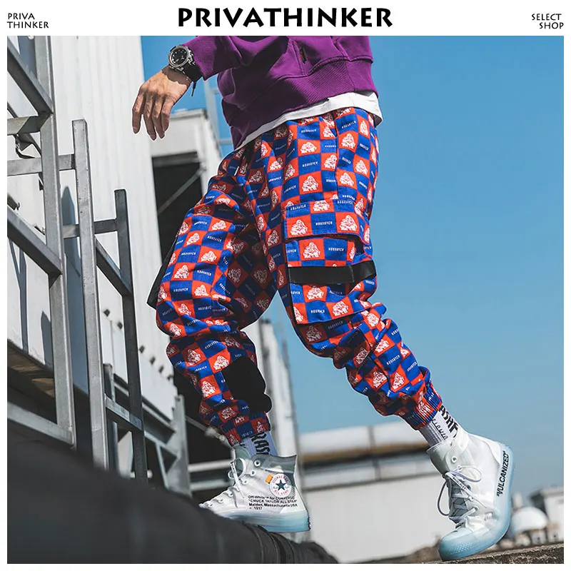 Privathinker الرجال مضحك كامل طباعة ركض السراويل 2018 رجل الشارع الشهير Sweatpants الذكور الهيب هوب الكورية الموضات جيب السراويل الترنك