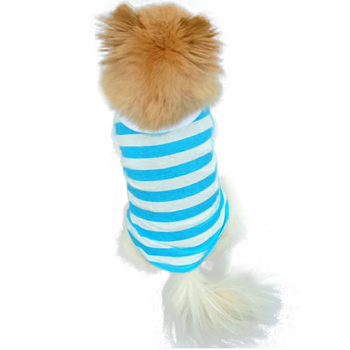 Милая футболка для собак и щенков, одежда с лацканами, полосатая хлопчатобумажная одежда для домашних питомцев, удобная, горячая новинка, 2 цвета, 2JY5