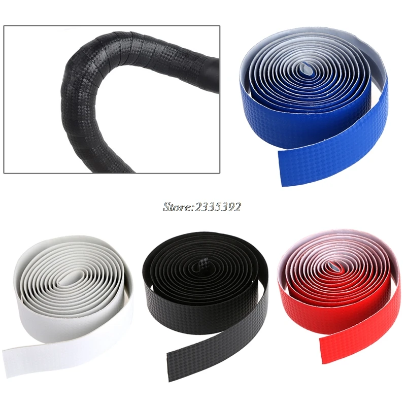 cheap 2Pcs Bike Cycling Road Handlebar Carbon Fiber Tape Wrap Belt Strap + 2 Bar Plugs MAY15_35