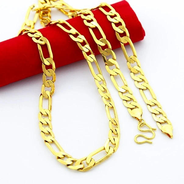 24K Chain JP061 / 8mm 70cm 24K Gold Plated figaro chain for men Sale items Top quality AAA+ ...