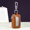 Genuine Cow Leather Home Car Keys' Bag Double Pocket Zipper Mini Wallet Earth Yellow Men Women's Key Holder Transparent Pocket ► Photo 2/6