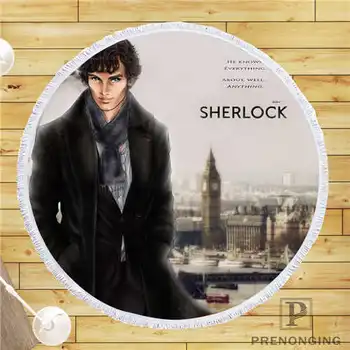 

Custom DIY Customized Microfiber Fabric sherlock (1)@1 Round Beach Blanket Towel Printed on Demand 150cm #19-01-28-3-101