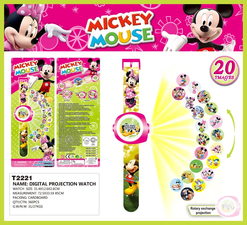 

3D Projection Mickey Mouse Kids Watches Doraemon Watch Children Toy Anna Elsa Princess Boy Girl Kid Clock Spiderman Child Watch