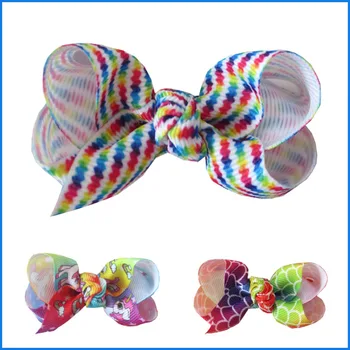 

50 BLESSING Girl 2.5" Diamond Rainbow ABC Hair Bow Clip Unicorn Clover Fruit