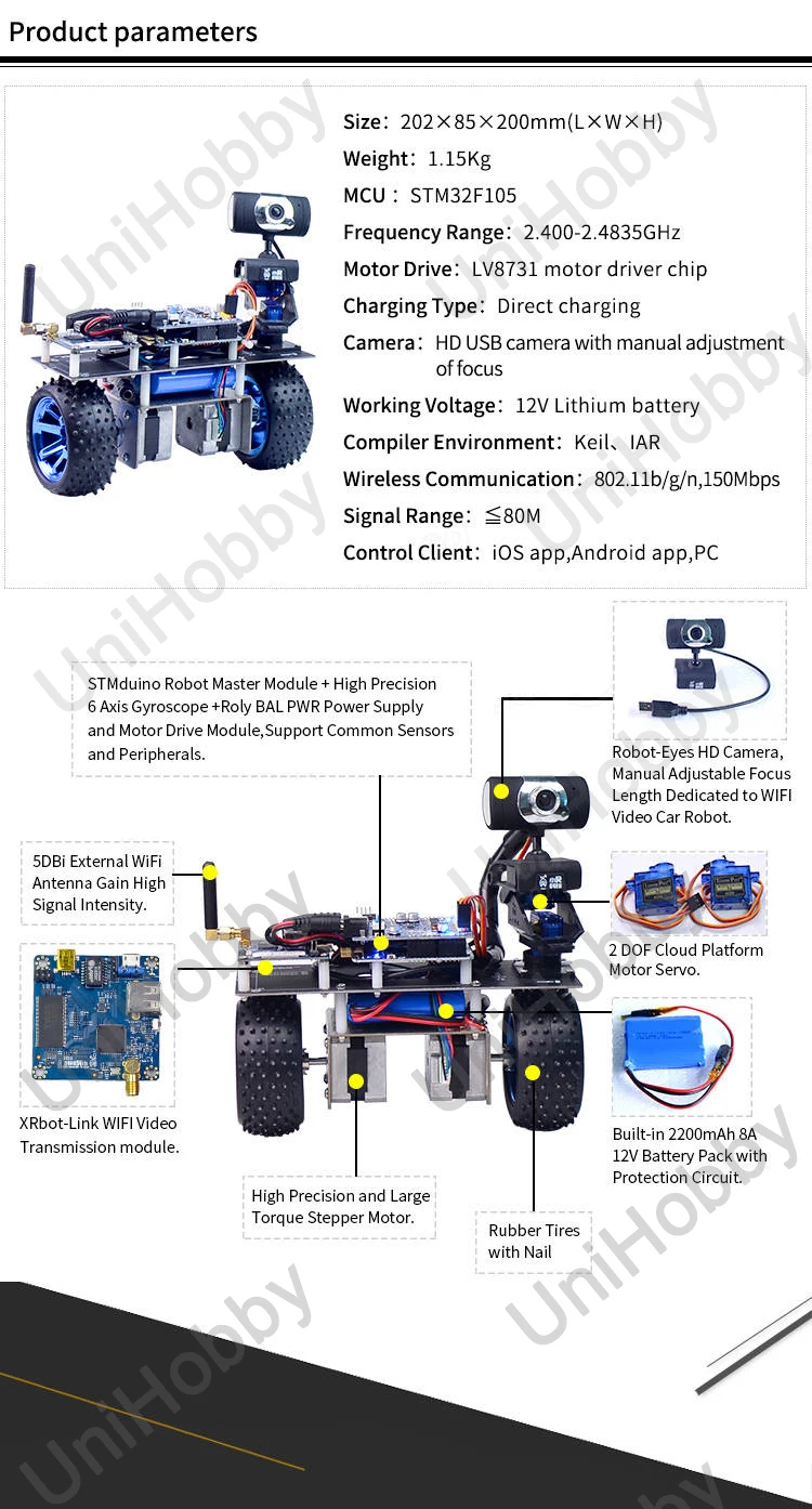 Wifi Robot STM32 Self-Balancing Smart Roly Robot Car Wifi Video Module APP Control Finished Version (3)