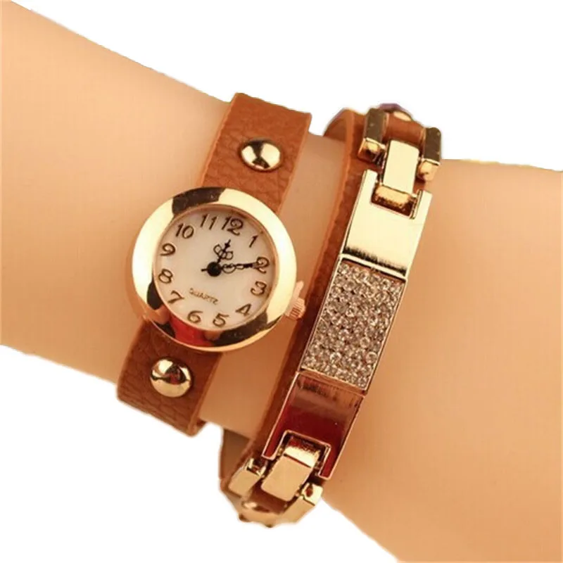 Top Fashion Watches Women Gold Alloy Case Ladies W...