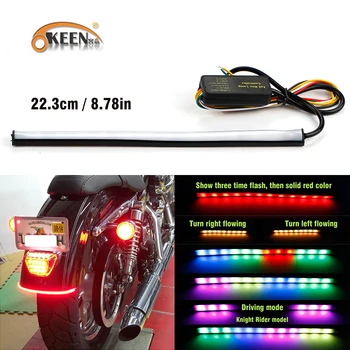 

OKEEN 12V 23cm red amber RGB Motorcycle LED Stop Light Strip Tail Brake Turn Signal Light Sequential Switchback Flowing strip