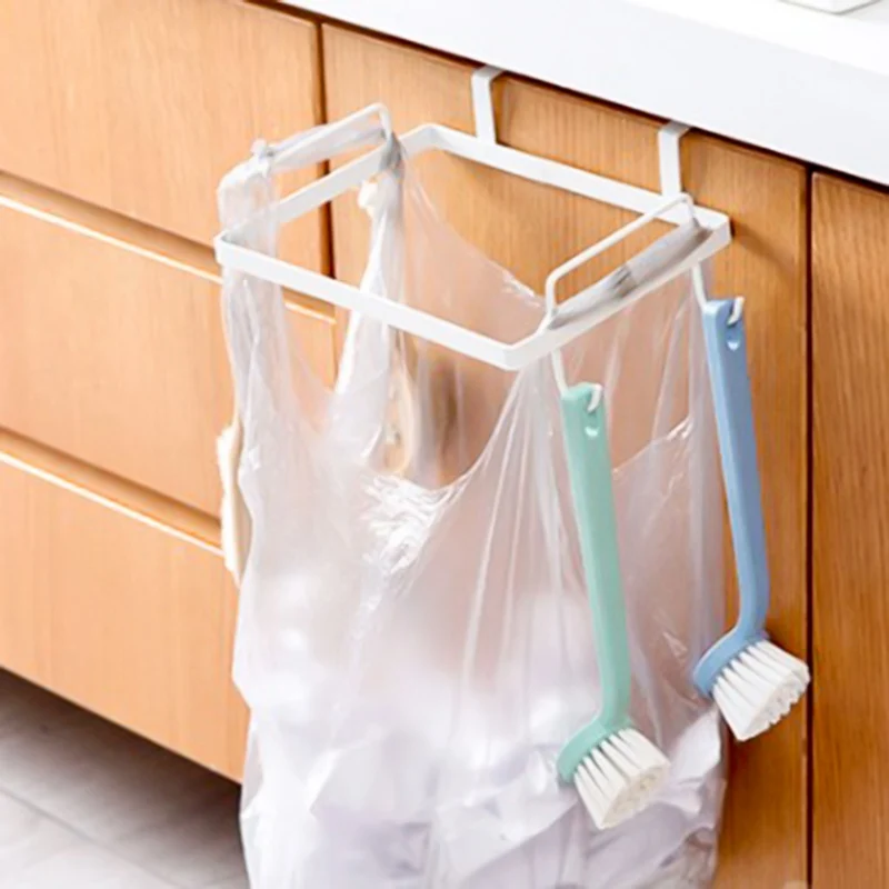 Iron Kitchen Hanger Cabinet Door Trash Bag Holder Garbage Organizer Rack Cupboard Plastic Bag Hanging Stand Rack Rag Hook