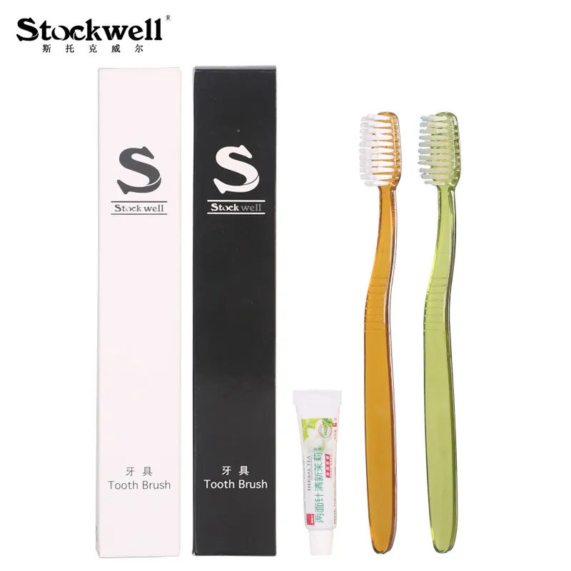 

40 Sets Hotel adult room travel toiletries soft hair disposable toothbrush with toothpaste tooth set