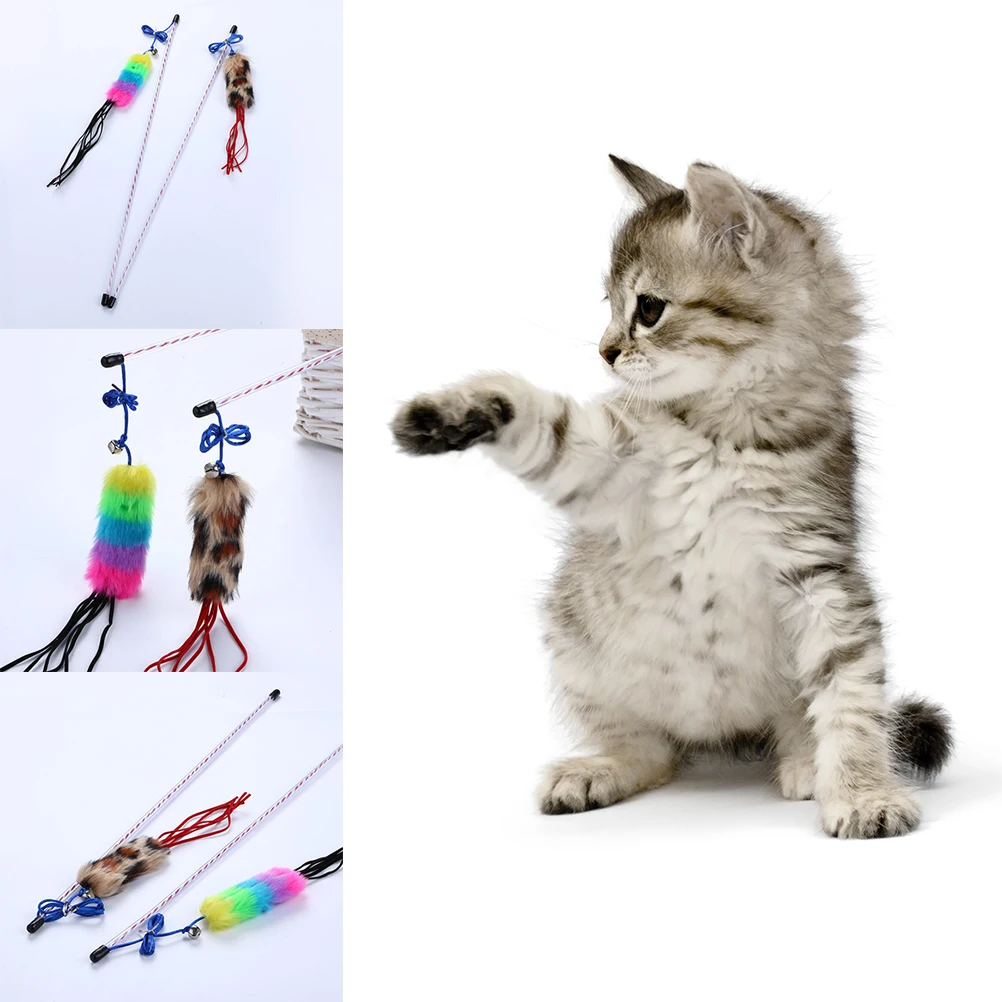 New Pet Cat Toy Cute Design Wire Plush Teaser Wand Plastic Toy Play Feather Teaser Flower Toy For Cat 1PCS