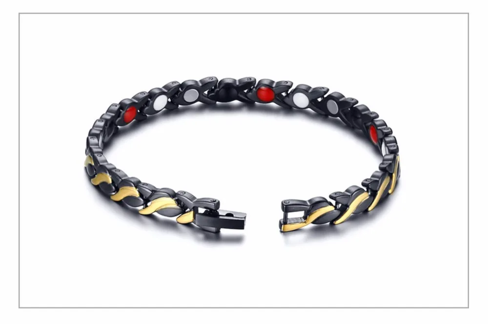 Vinterly черные магнитные браслеты для женщин цепь стальной магнитный браслет Преимущества Германий панк браслет из нержавеющей стали для женщин