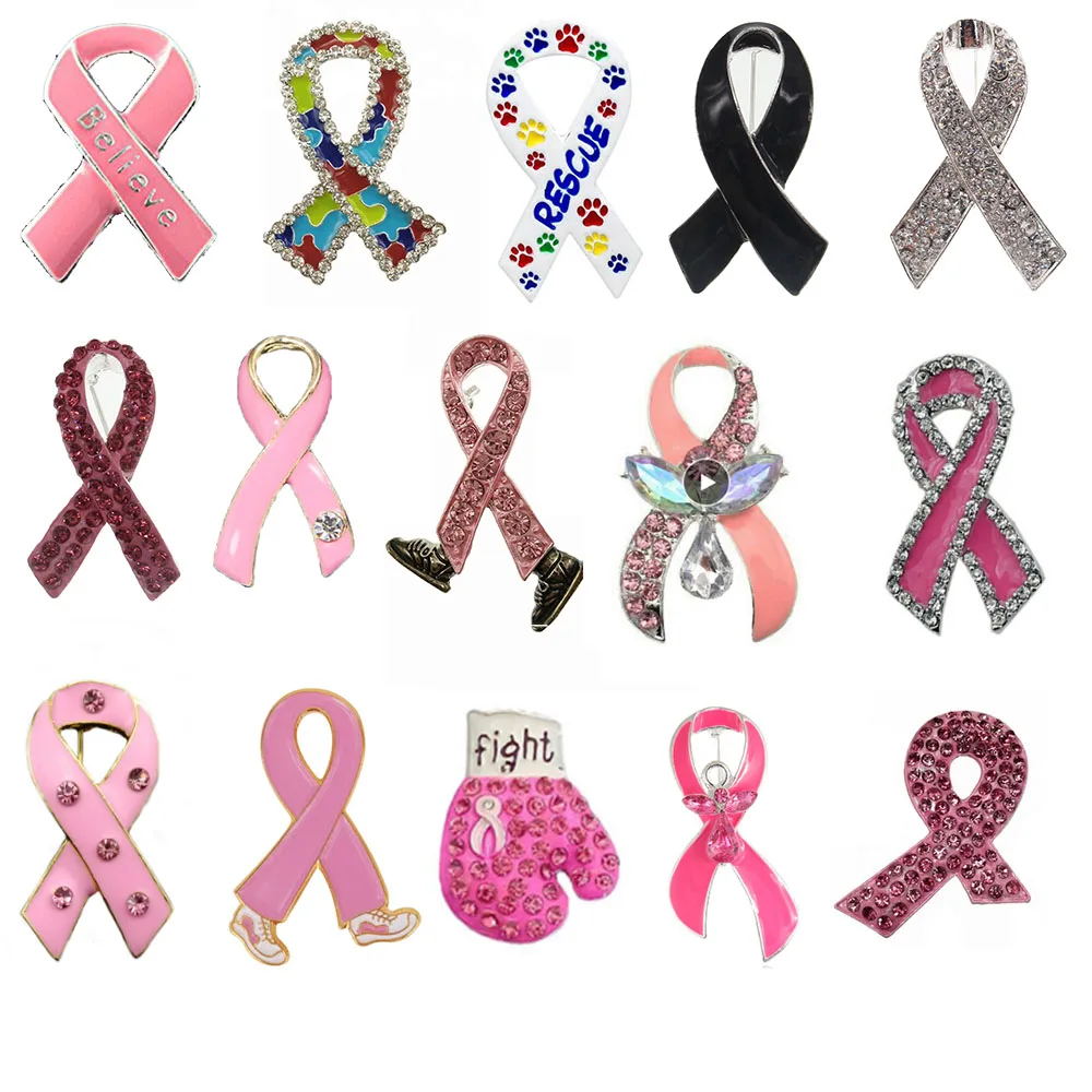 

100pcs soft enamel heart shape ribbon breast cancer Awareness metal lapel pin brooch free shipping