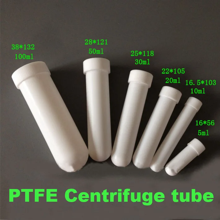 Высокое качество PTFE пробирки лаборатории 5/10/20/30/50/100 мл тефлон Центрифуга трубки Бесплатная доставка