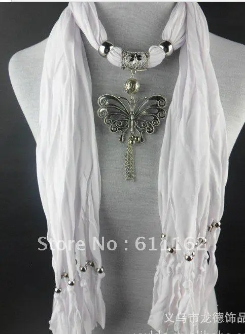 Бесплатно модные ювелирные подвески шарф Сплав бабочка кулон чистый цвет ожерелье шарф женский шарф P