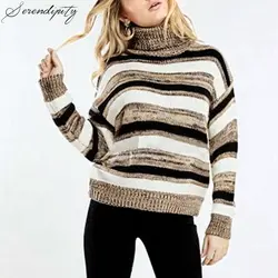 SRDP Повседневный полосатый свитер Зима 2019 черепаха свитера джемпер пуловеры плюс размер трикотажный вязаный свитер