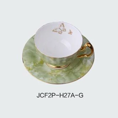 1 Set Creative Hand-drawn Ceramic Coffee Cup With Saucer European Style Coffee Cup Marble Pattern Ceramic Milk Cup 6ZDZ486 - Цвет: H27A-G