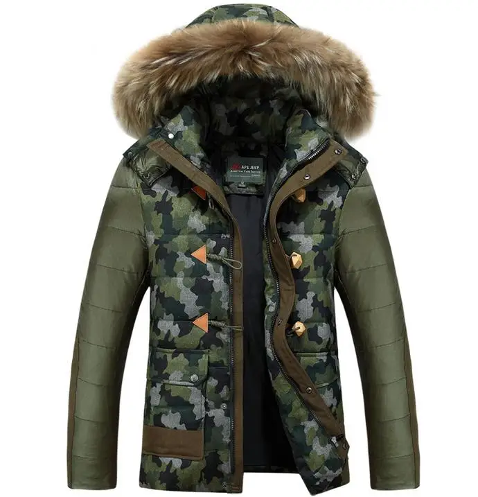 Autumn and winter colorant match removable cap camouflage down coat men warm outerwear thicken 1 1 clothing M – 3XL