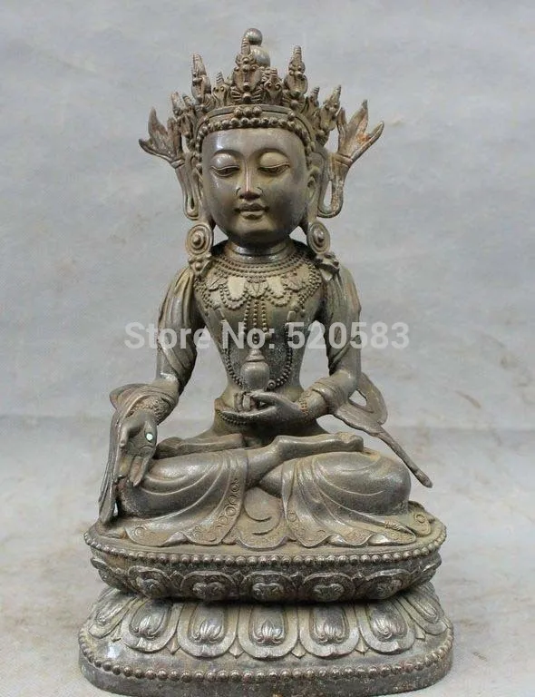 

12" Tibet Classic Pure Bronze Copper Pray Bless Kwan-Yin QuanYin Buddha Statue