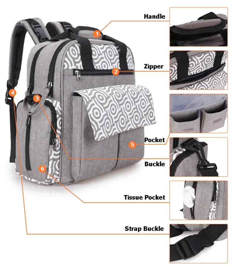 Mummy Nappy Maternity Bag Multifunction Baby Diaper Bag Large Capacity Travel Nursing Backpack Newborn Bags Mochila BB6073 (8)