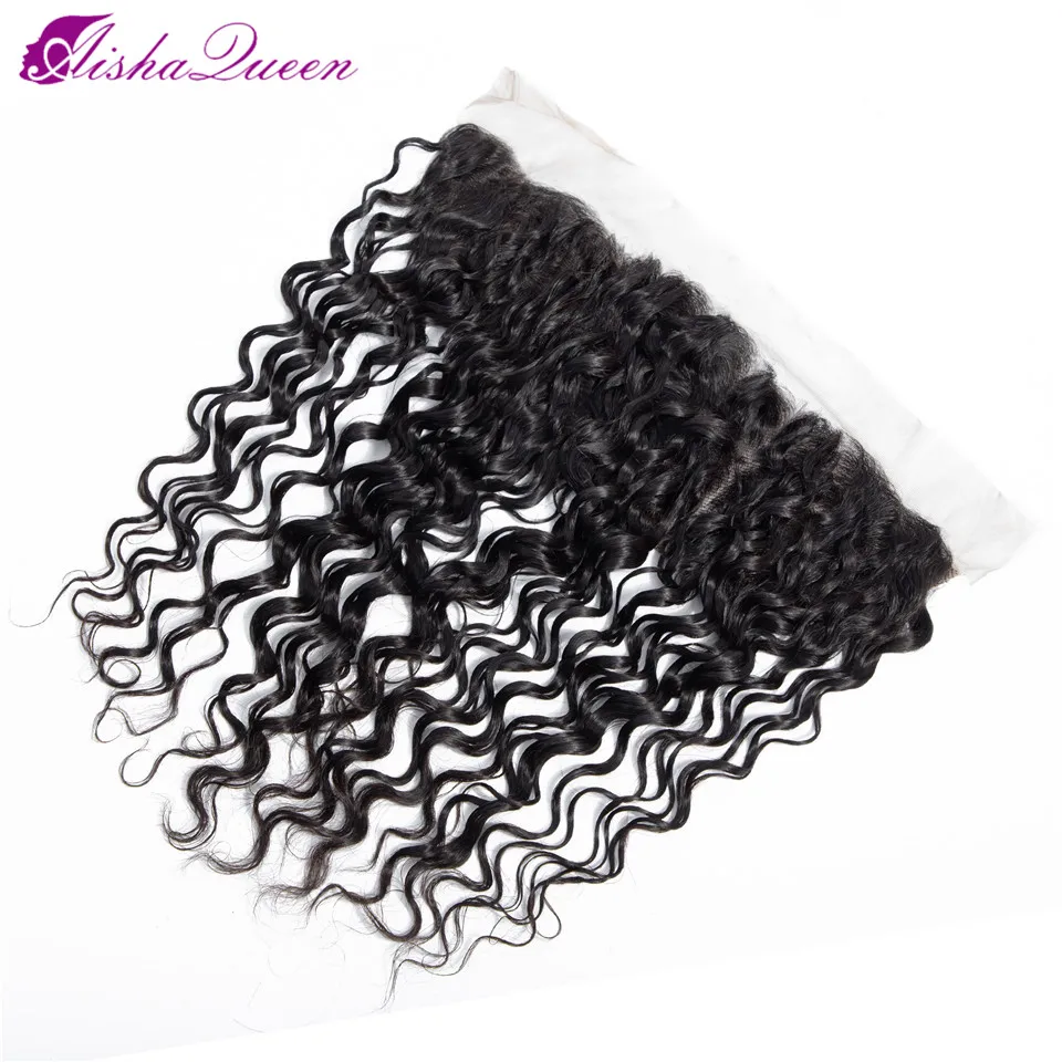 Aisha Queen Pre Plucked Brazilian Deep Wave Frontal Closure Non Remy Human Hair Frontal 13x4 Lace Frontal Closure With Baby Hair