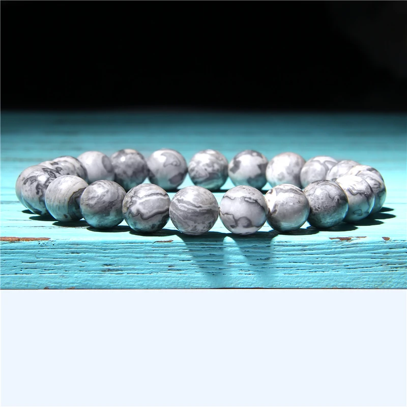 Natural Black Lava Rock Stone Beaded Men Bracelet Fashion White Howlite Beads Bacelet for Women Men Jewelry Pulseira Hombres