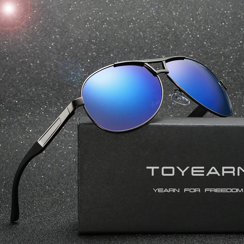 

TOYEARN 2019 New Fashion Vintage Pilot Polarized Brand Men Sunglasses Driving Mirror Sun Glasses for Male UV400 Goggles Eyewear