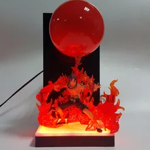 Figura de acción de One Piece ACE de PVC, figura de Anime DIY de 300MM, bola de fuego, Base de bombilla Led, juguete de One Piece en miniatura Diorama