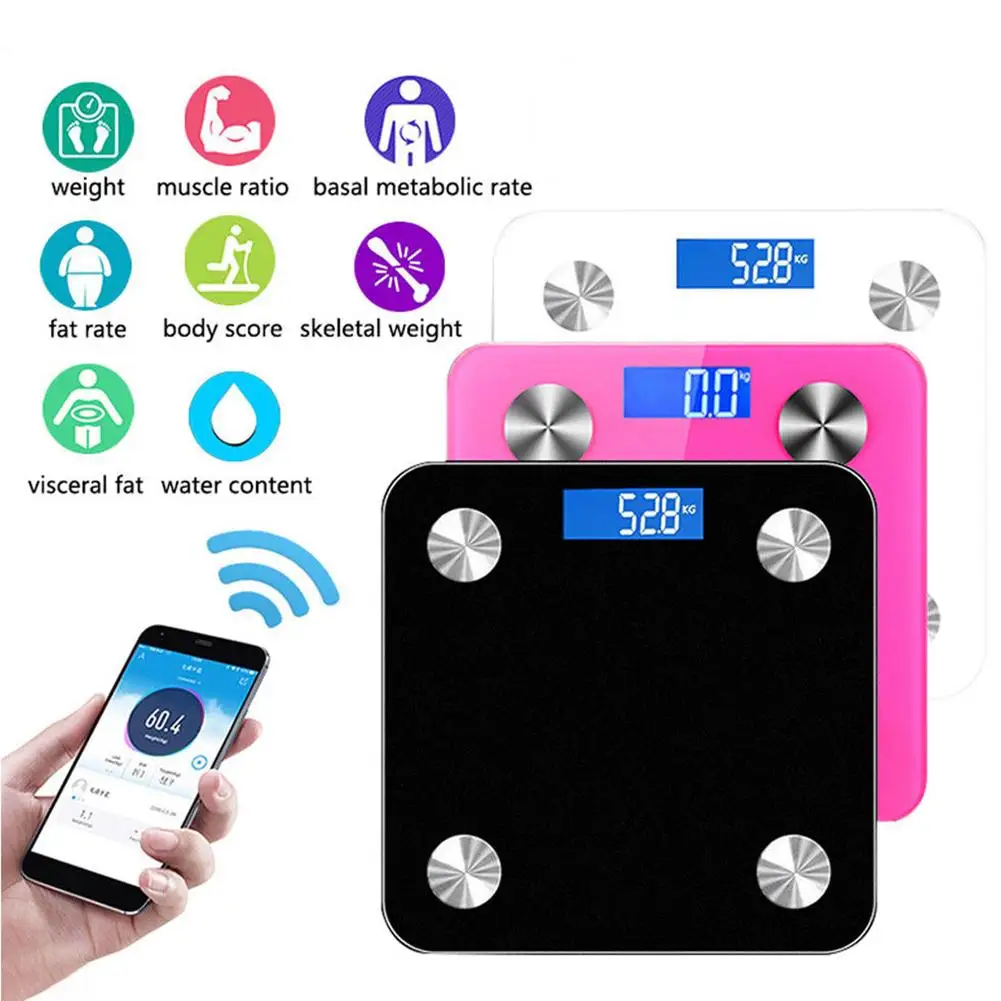 180 кг Bluetooth цифровые весы для тела и жира в ванной комнате Электронный Фитнес-анализатор