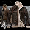 Biohazard Resident 4 Leon S Kennedy Evil Costume Leather Coat Jacket Cosplay PU Faur Jacket Long-sleeve Winter Outerwear Men Boy 5