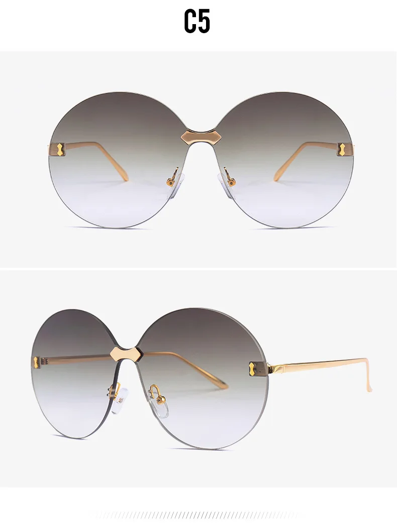 Трендовые новые модные женские роскошные брендовые дизайнерские негабаритные Круглые Солнцезащитные очки винтажные градиентные солнцезащитные очки UV400