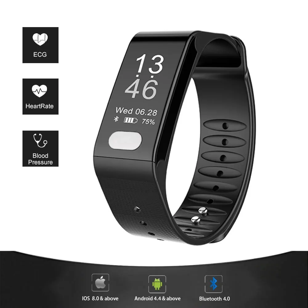 

Sports Fitness Tracker Smart Bracelet T6 Heart Rate Monitor ECG Blood Pressure Fitness Band Pulse Wrist Watch for Men and Women